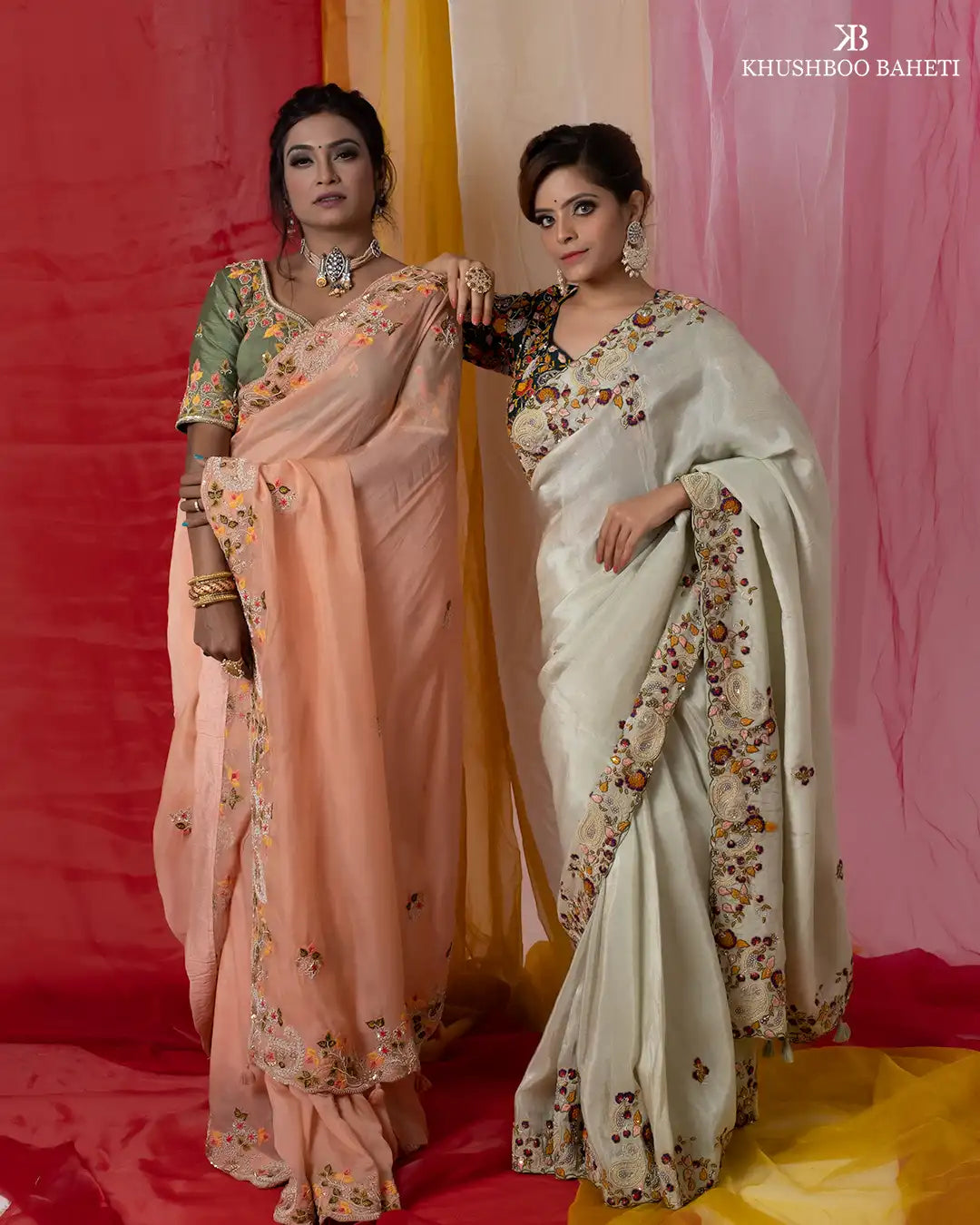 Pastel Green Saree With Zardozi Embroidery
