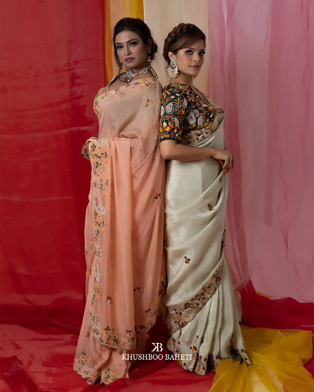 Pastel Green Saree With Zardozi Embroidery