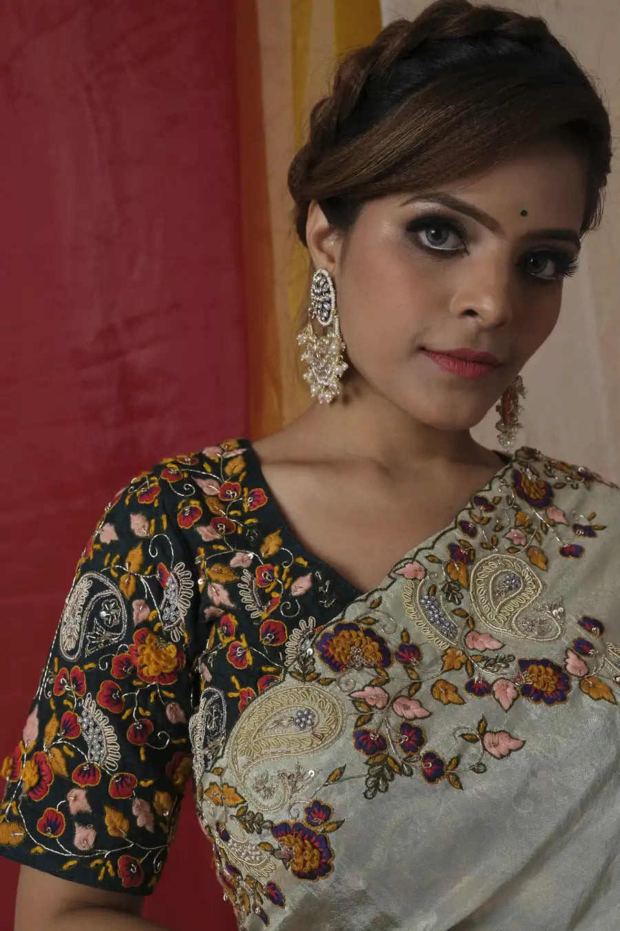 Pastel Green Saree With Zardozi Embroidery