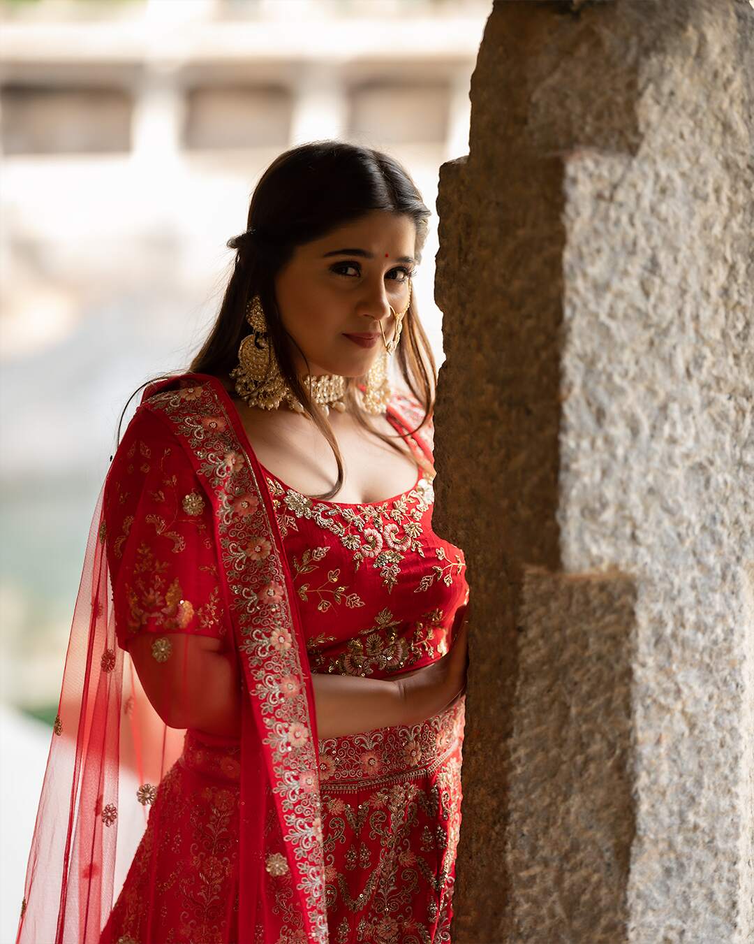 Butter Red Hand Embroidered Bridal Lehenga Set