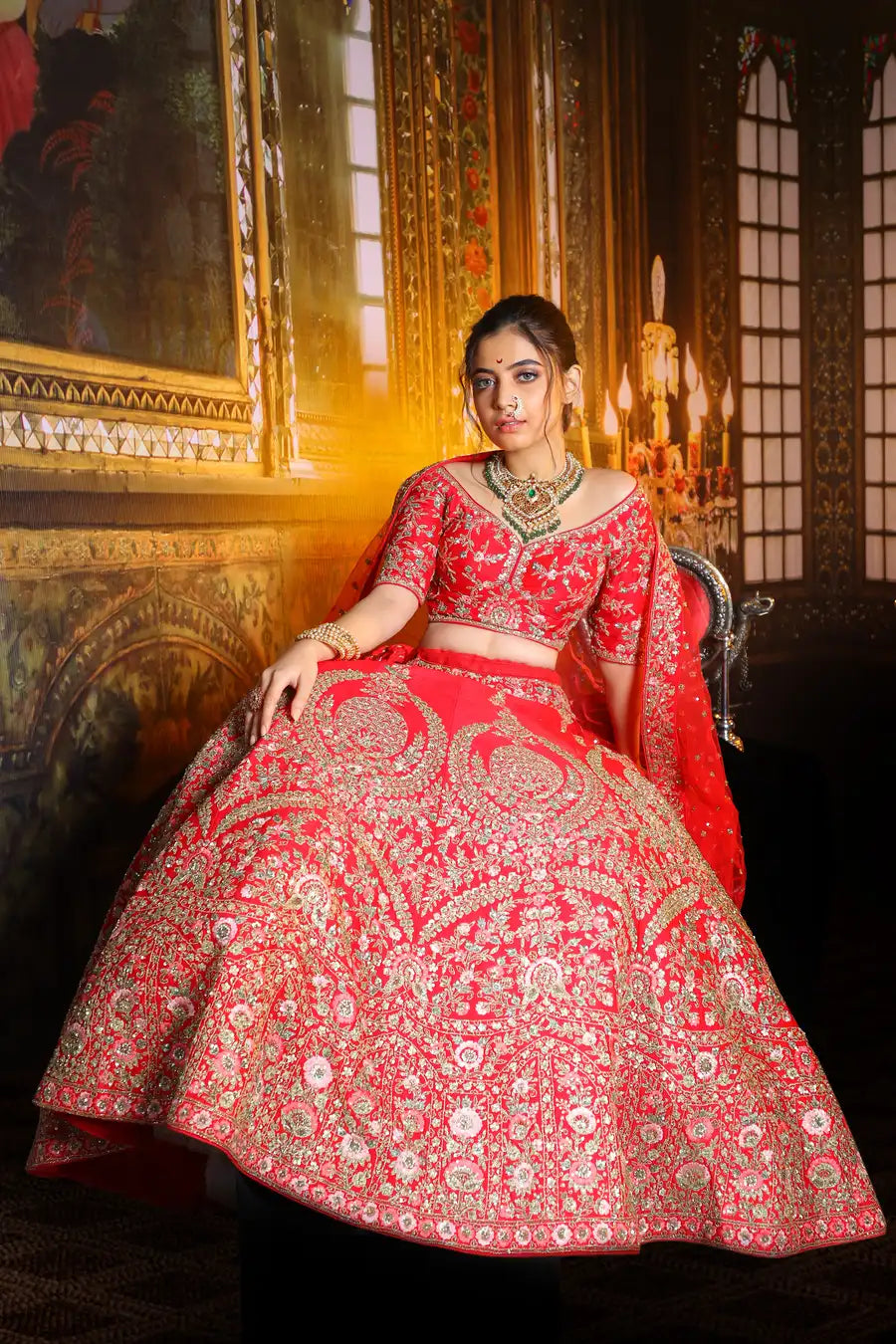 Flame Fantasy - Embroidered Designer Bridal Lehenga