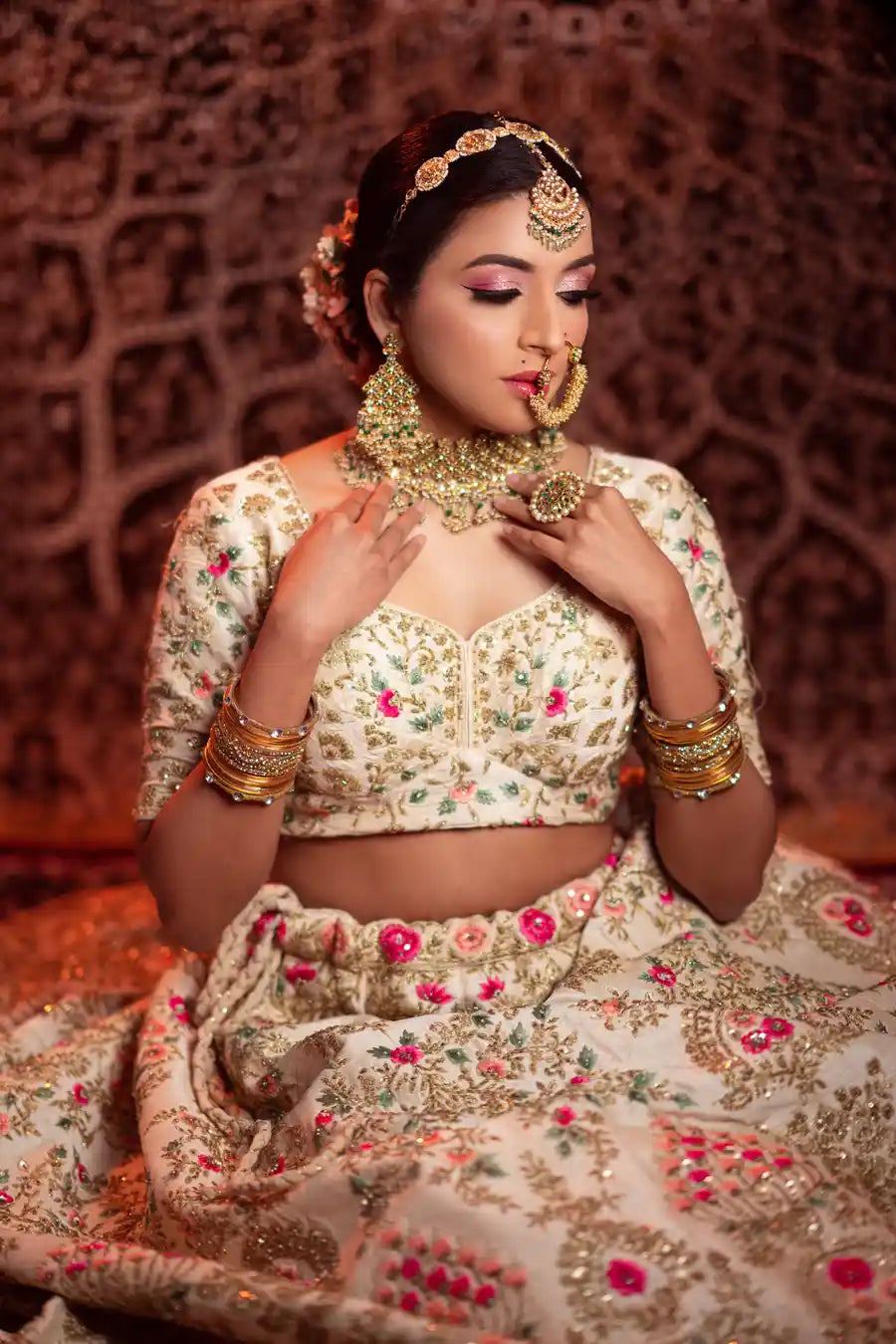Ivory Elegance - Embroidered Designer Bridal Lehenga