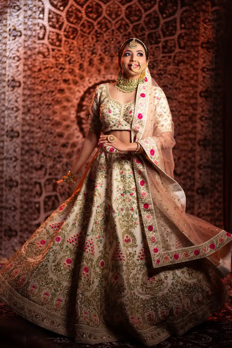 Ivory Elegance - Embroidered Designer Bridal Lehenga