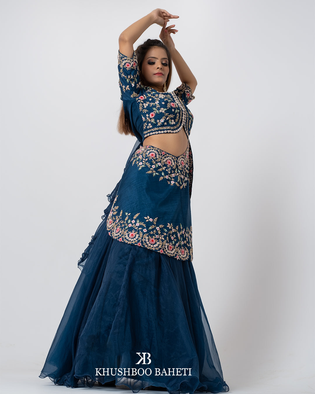 Lapis Blue Hand Embroidered Lehenga Set