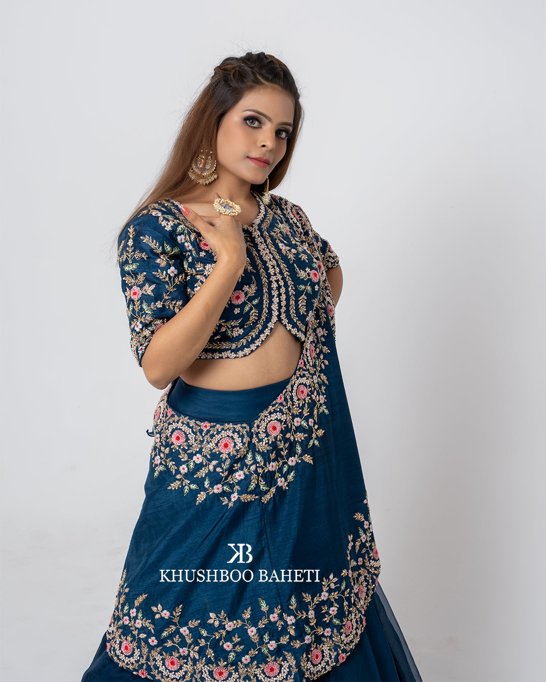 Lapis Blue Hand Embroidered Lehenga Set
