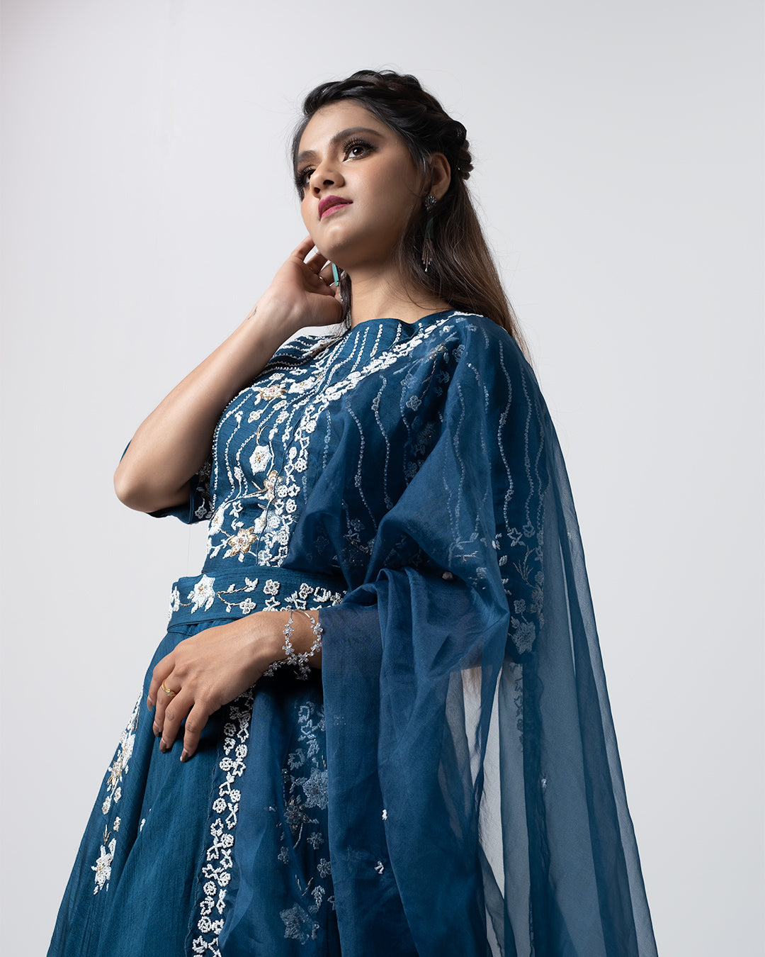 Lapis Blue Hand Embroidered Lehenga Set