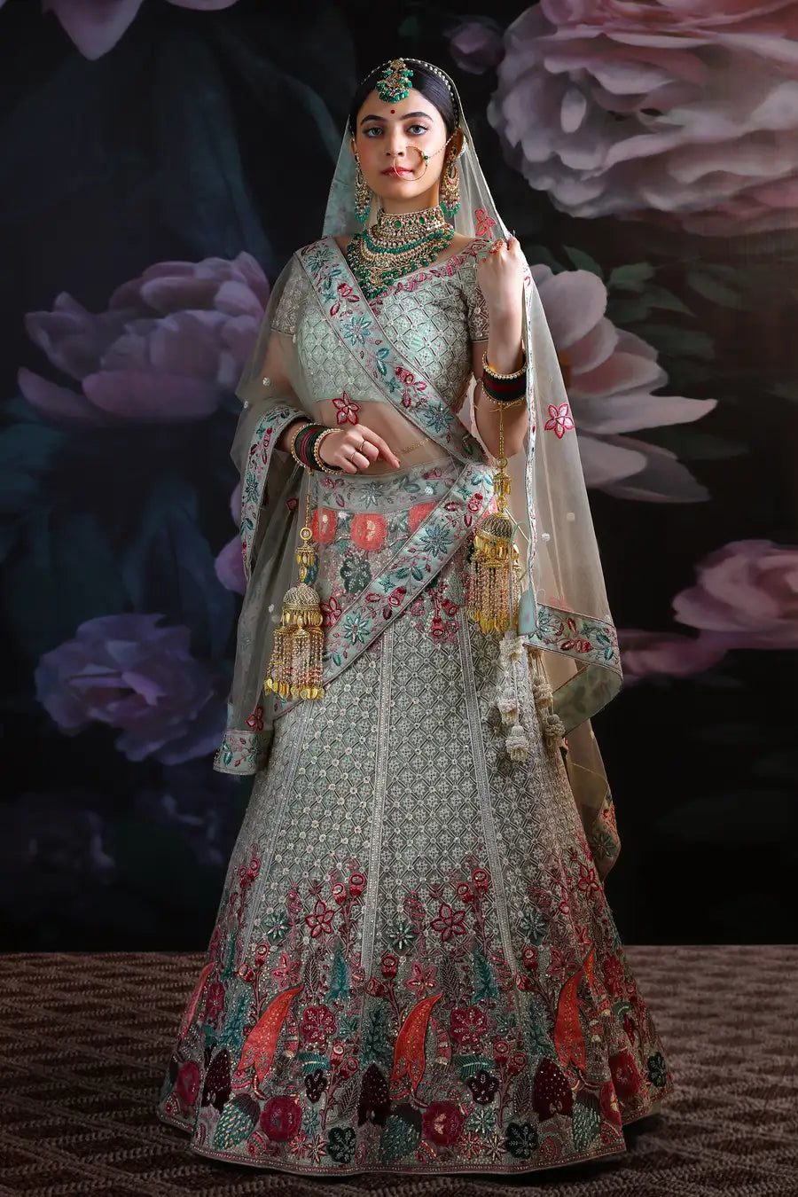 Noor Pistachio - Embroidered Lehenga Set