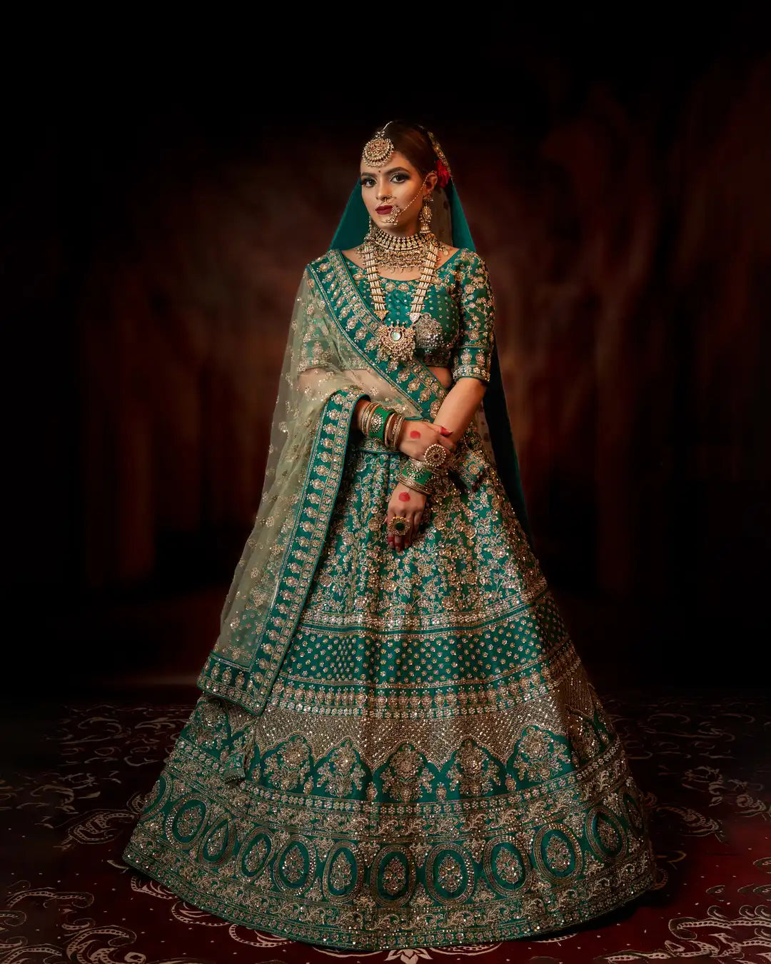 Olive Opulence - Embroidered Designer Bridal Lehenga