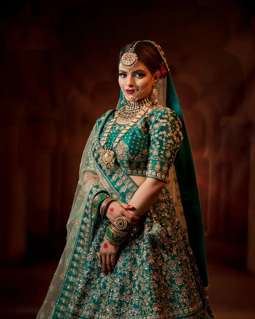 Olive Opulence - Embroidered Designer Bridal Lehenga