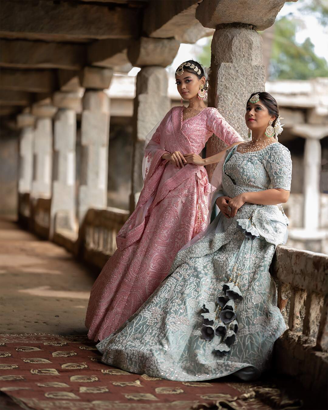Pastle Pink Sequins Hand Embroidered Lehenga Set