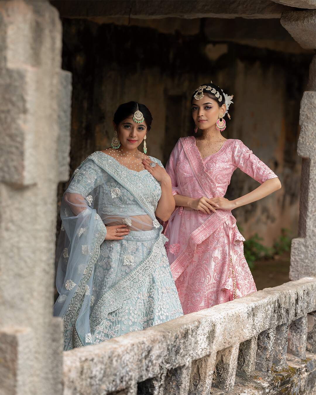 Pastle Pink Sequins Hand Embroidered Lehenga Set
