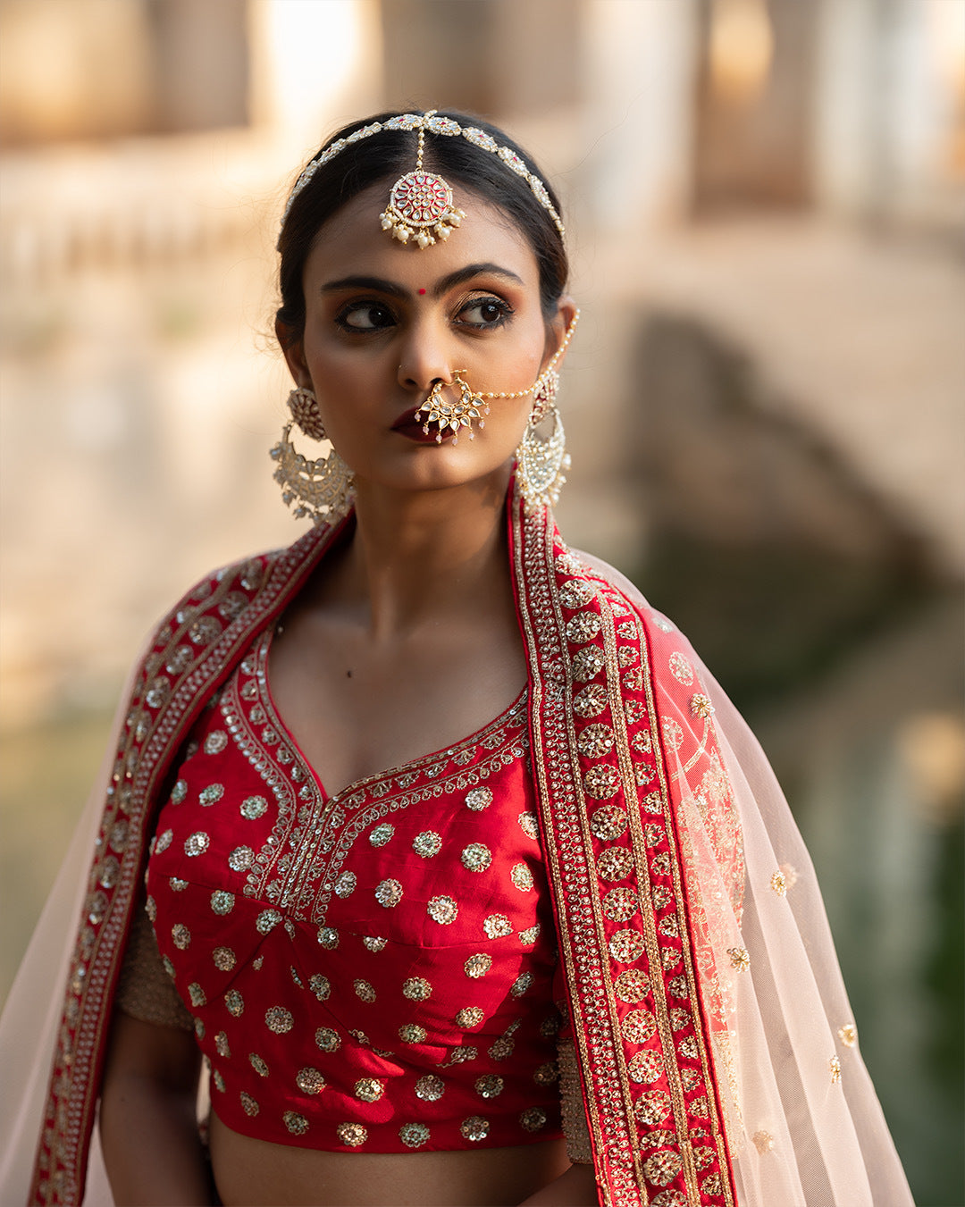 Red Bridal Hand Embroidered Lehenga Set