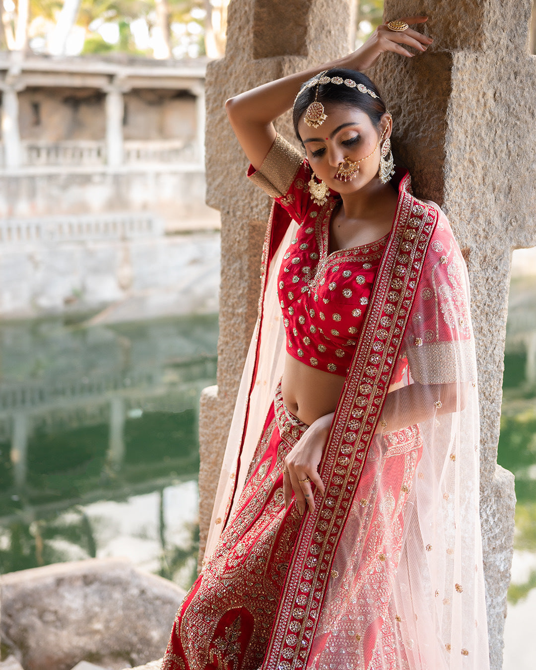 Red Bridal Hand Embroidered Lehenga Set