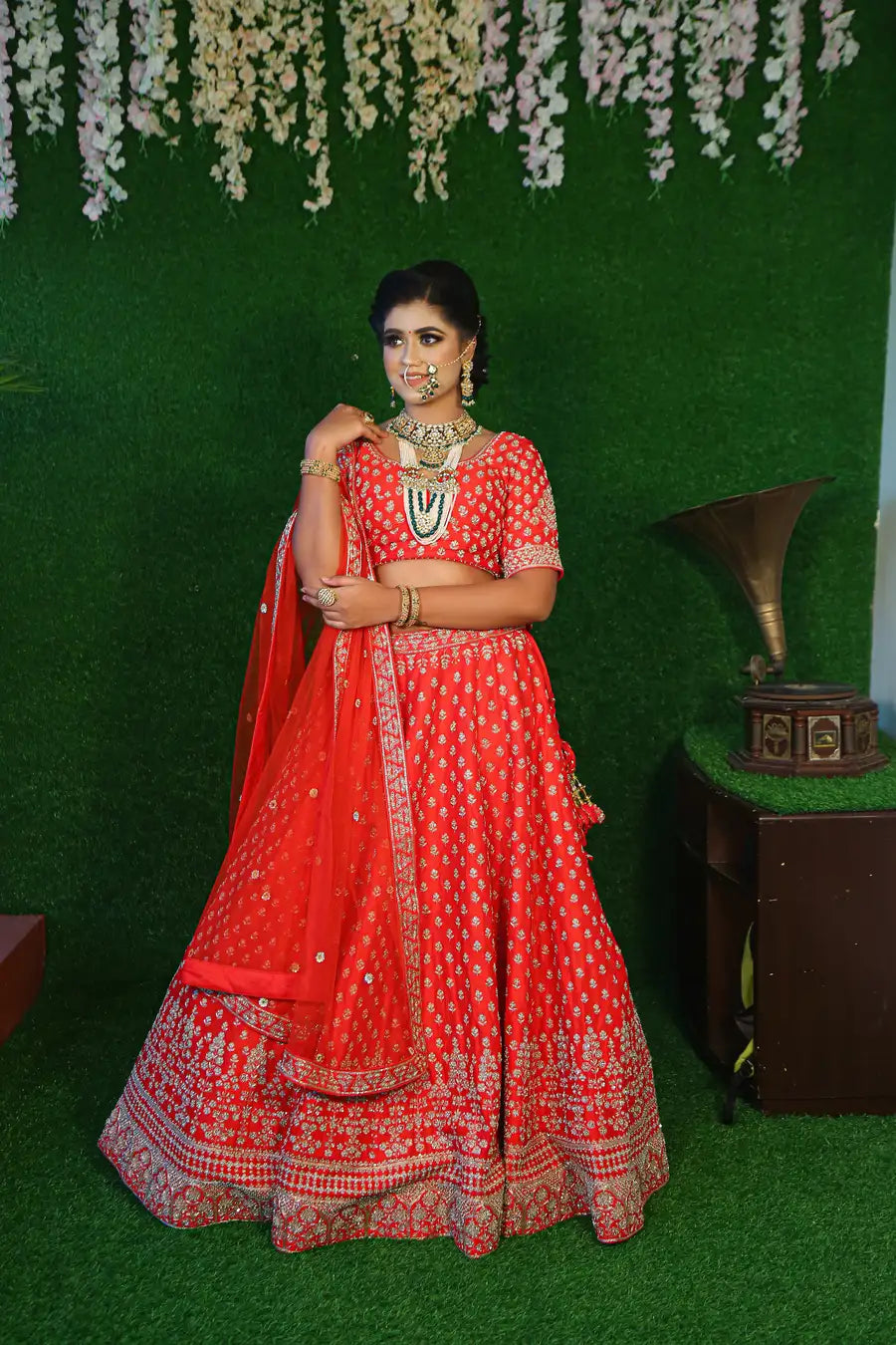 Ruby Radiance - Embroidered Designer Bridal Lehenga