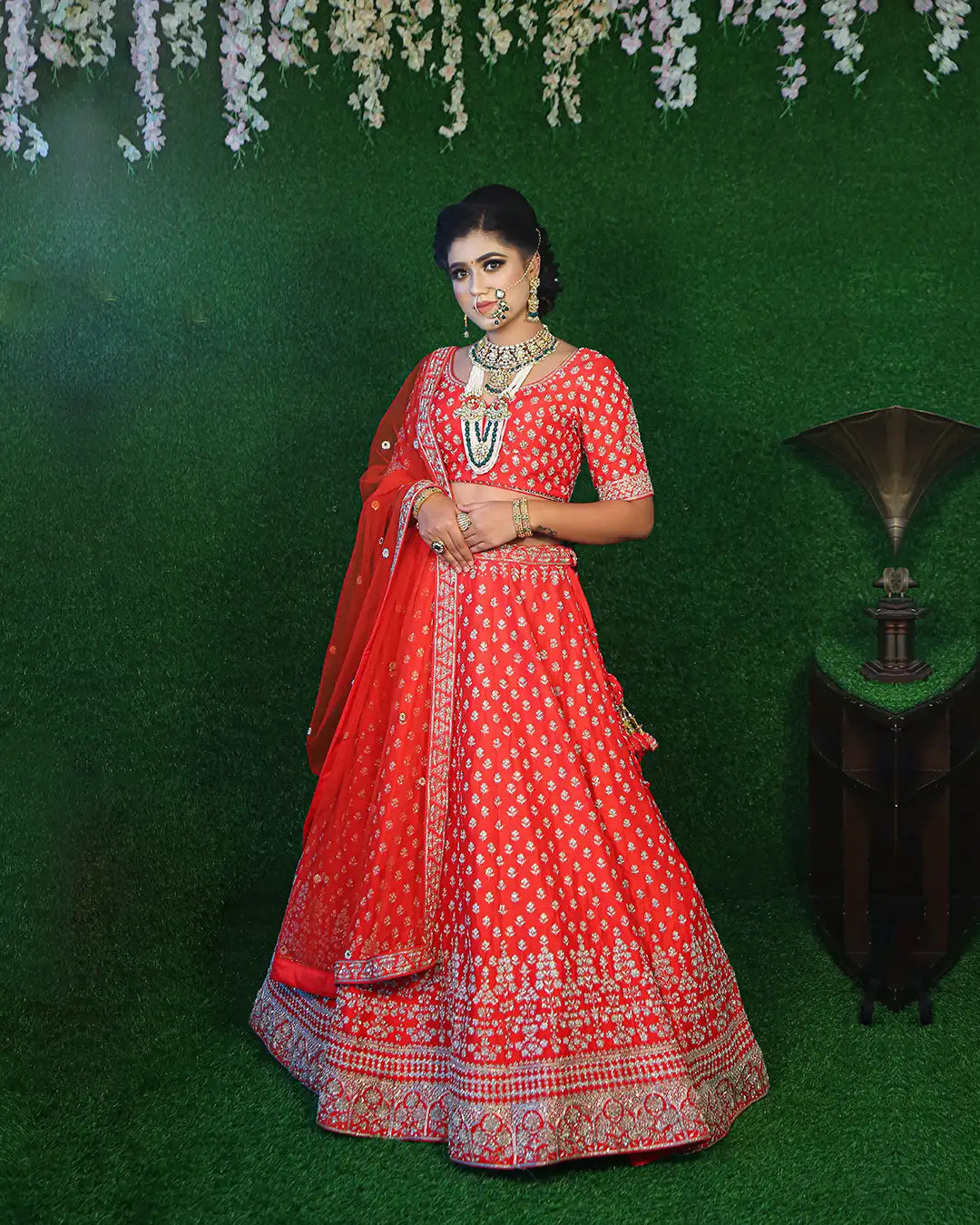 Ruby Radiance - Embroidered Designer Bridal Lehenga