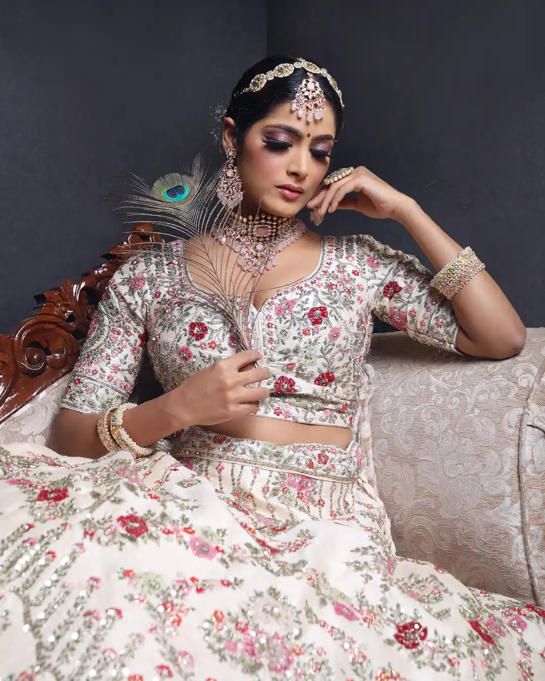 Silk Serenity - Embroidered Designer Bridal Lehenga