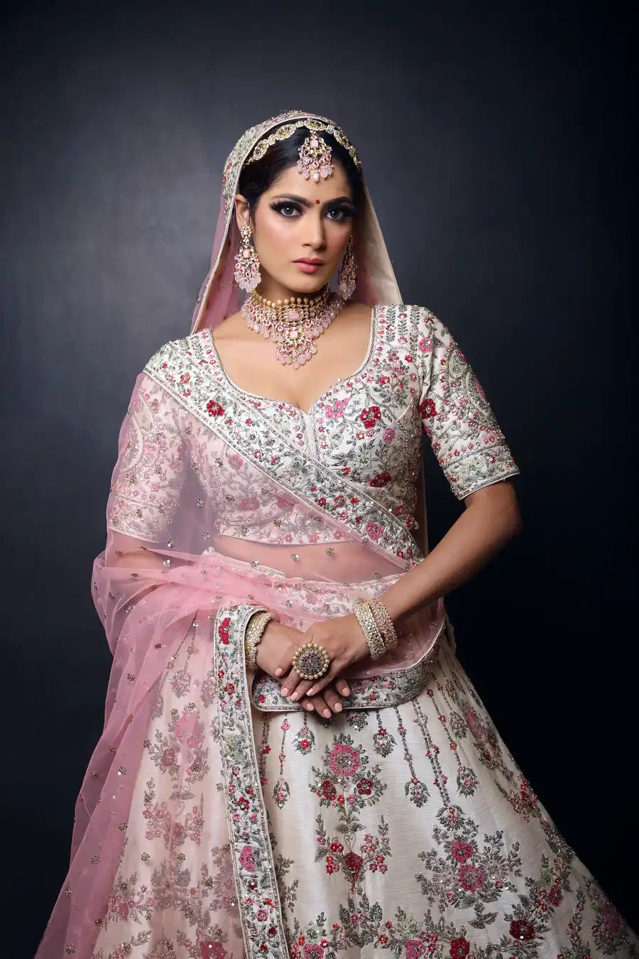 Silk Serenity - Embroidered Designer Bridal Lehenga