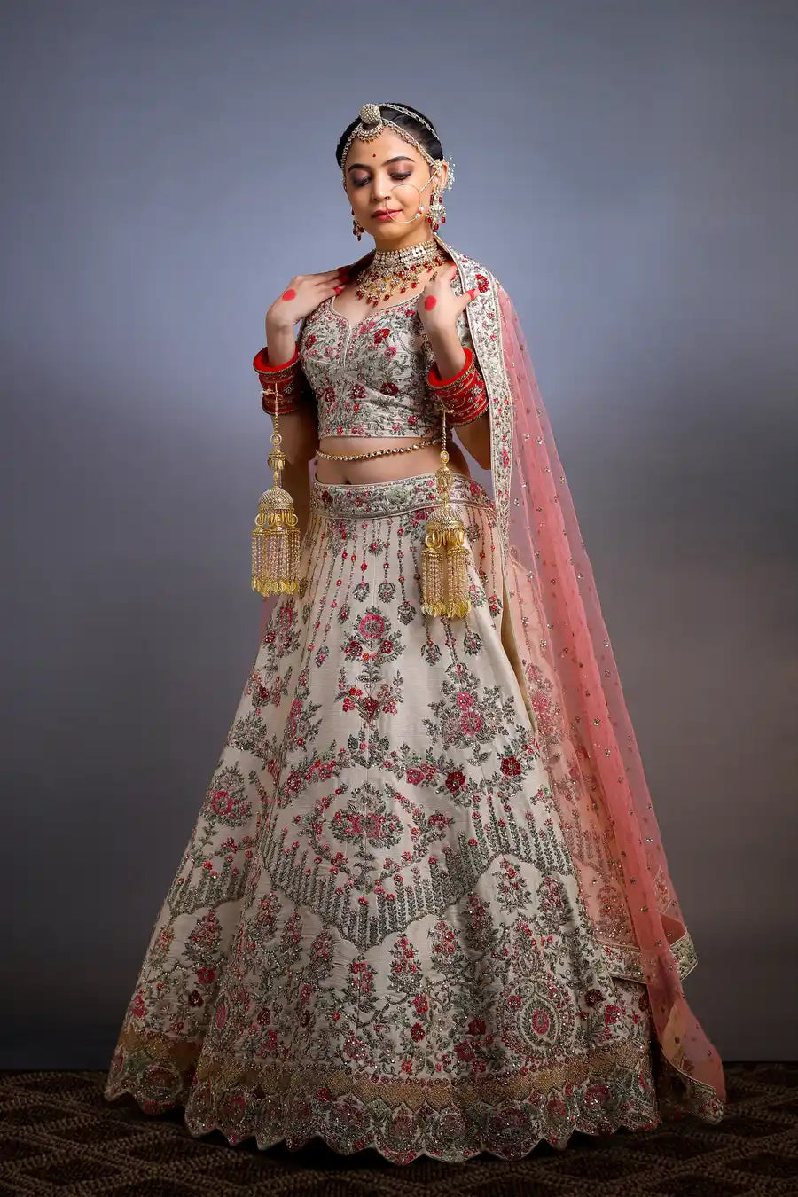 Silk Serenity - Embroidered Designer Bridal Lehenga
