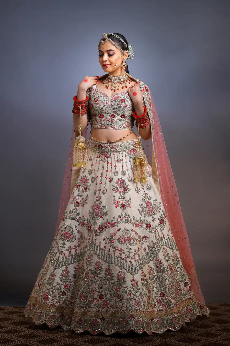 Silk Serenity - Embroidered Designer Bridal Lehenga