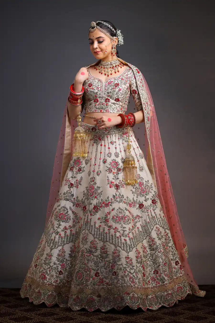 Silk Serenity - Embroidered Designer Bridal Lehenga