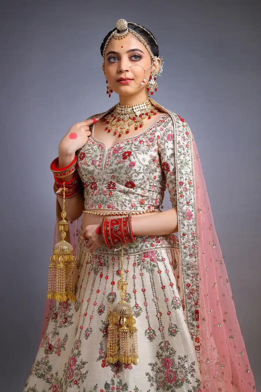 Silk Serenity - Embroidered Designer Bridal Lehenga