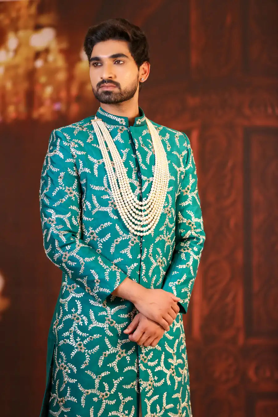 Turquoise Treasure - Embroidered Wedding Sherwani