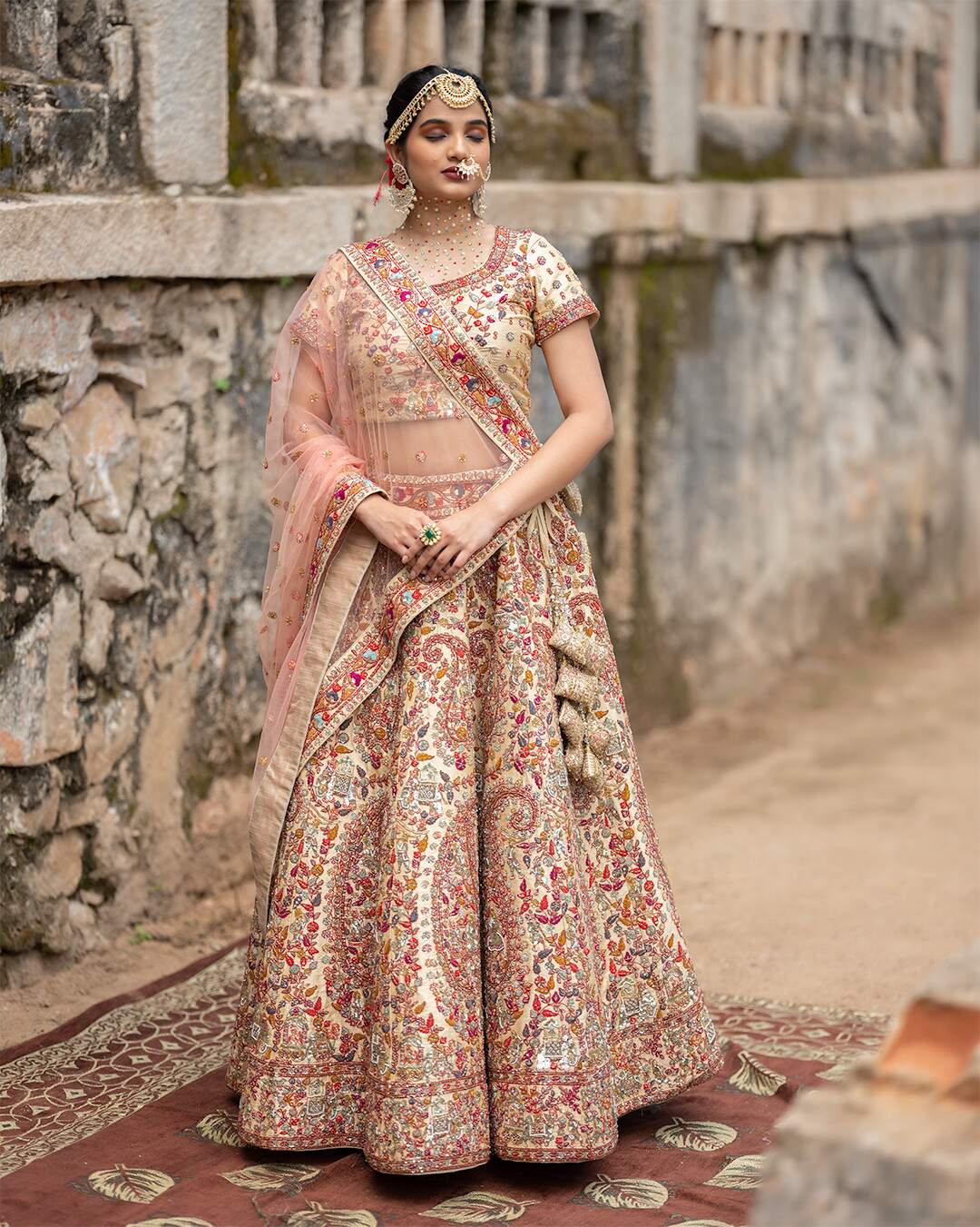 Multi-Colored Floral Embroidered Lehenga Set Design by Seema Gujral at  Pernia's Pop Up Shop 2023