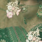 Bottle Green Velvet Mehndi Lehenga Set With Floral Hand Embroidery