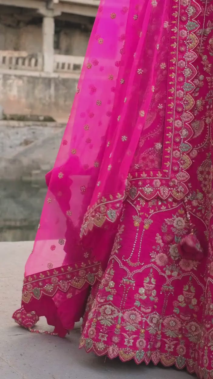 Bridal Mehndi Multi-Colored Lehengas with Choli in Silk Fabirc – Nameera by  Farooq