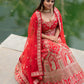 Butter Red Hand Embroidered Bridal Lehenga Set