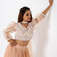 Light Peach Hand Embroidered Crop Top And Skirt Set
