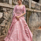 Pastle Pink Sequins Hand Embroidered Lehenga Set