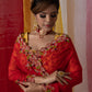 Red Organza Saree with Zardozi Hand Embroidery Thread Work