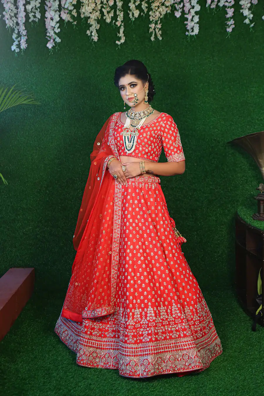 Ruby Radiance - Embroidered Designer Bridal Lehenga