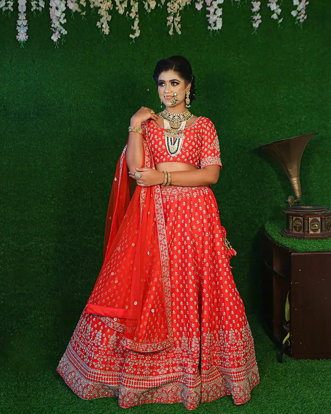 Ruby Radiance - Embroidered Designer Bridal Lehenga