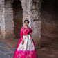 Shaded Hot Pink and White Sequin and Floral Lehenga Set