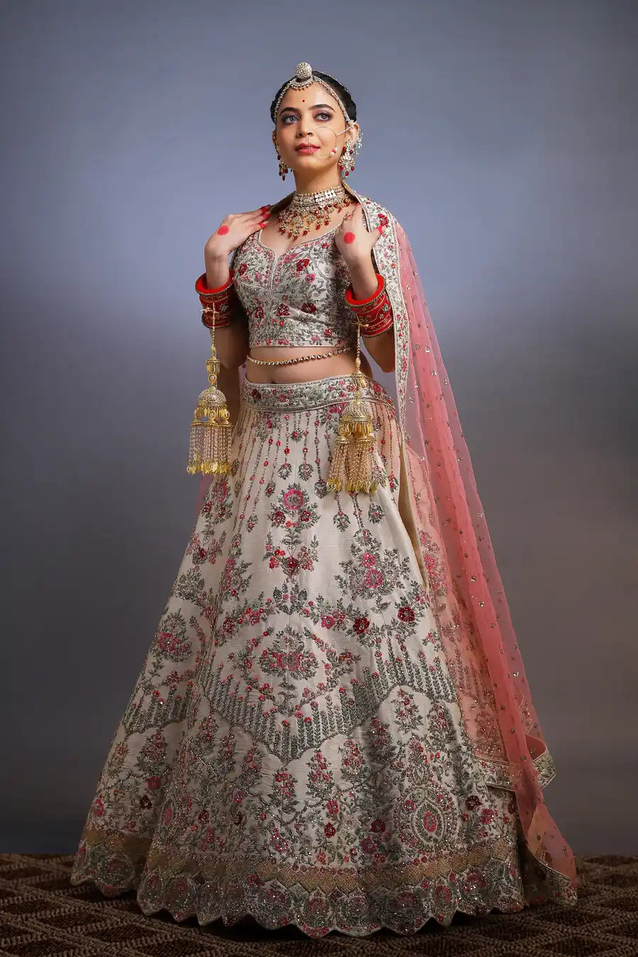 Silk Serenity - Embroidered Designer Bridal Lehenga