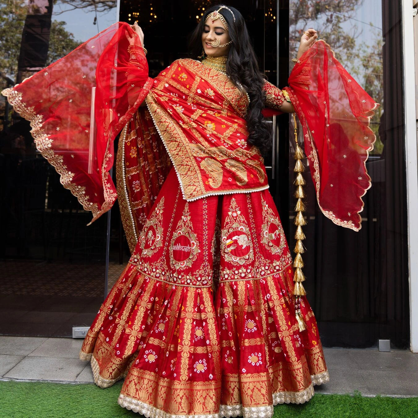 Zardozi and beads embroidered Deep Red Wedding Lehenga – Panache Haute  Couture
